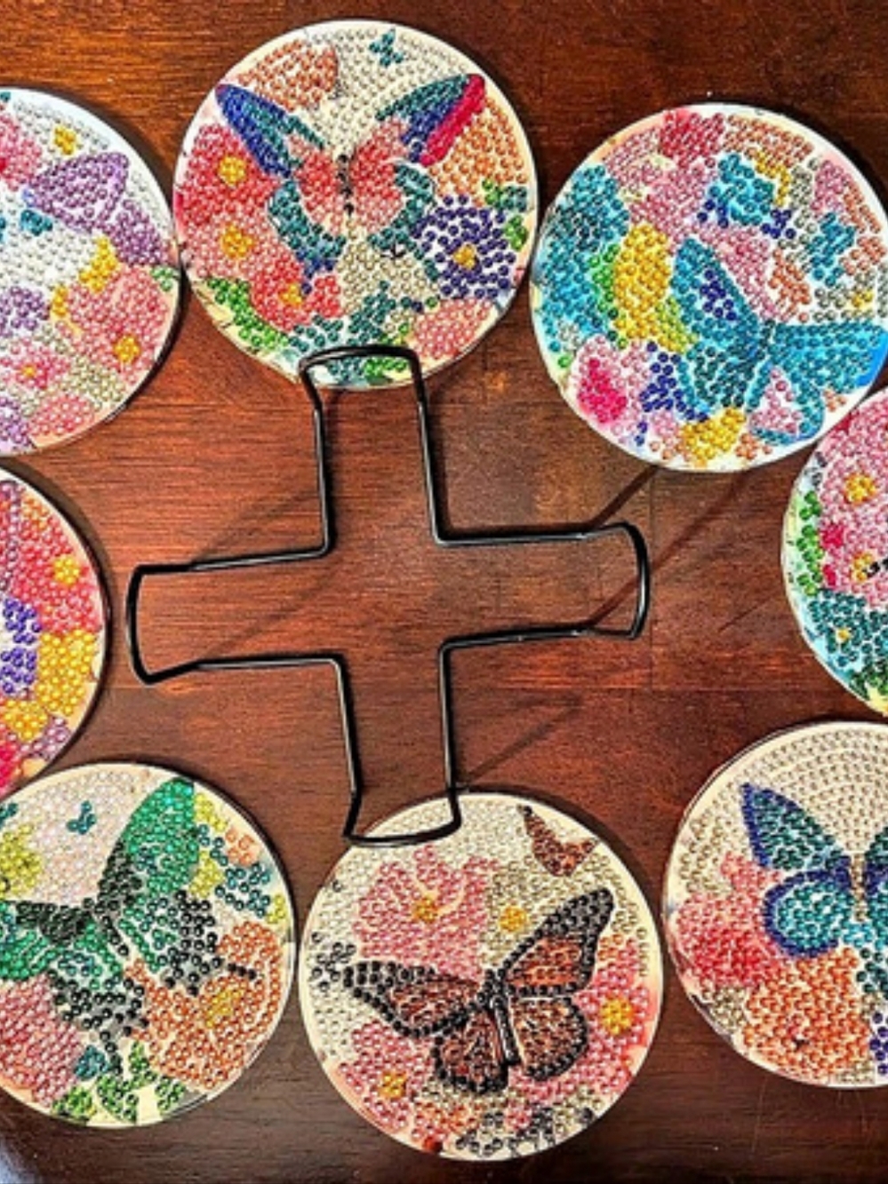Butterfly Diamond Painting Coasters - 8 PC Coaster Set with Holder